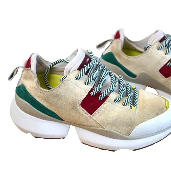 Rag &amp; Bone Womens Manston Runner Chunky Sole Sneakers Beige/Multi Color Suede &amp;