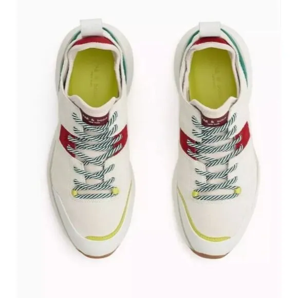 Rag &amp; Bone Womens Manston Runner Chunky Sole Sneakers Beige/Multi Color Suede &amp;