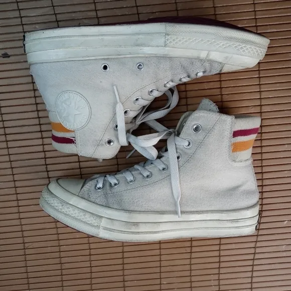 Rare Converse All Star Chuck Taylor White Wool High Top Sneakers Men's S…