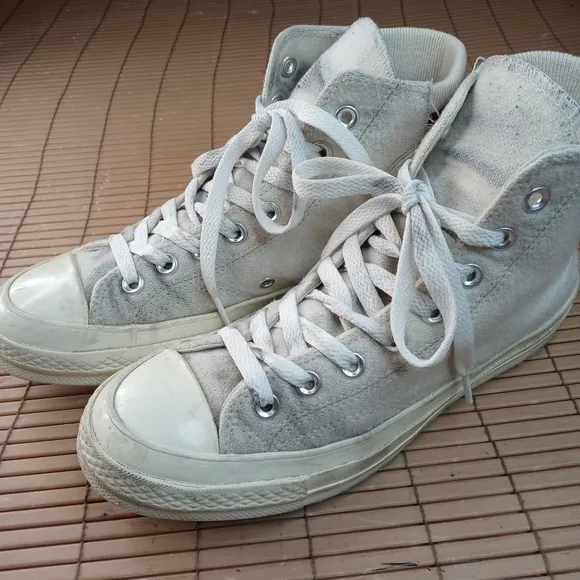Rare Converse All Star Chuck Taylor White Wool High Top Sneakers Men's S…