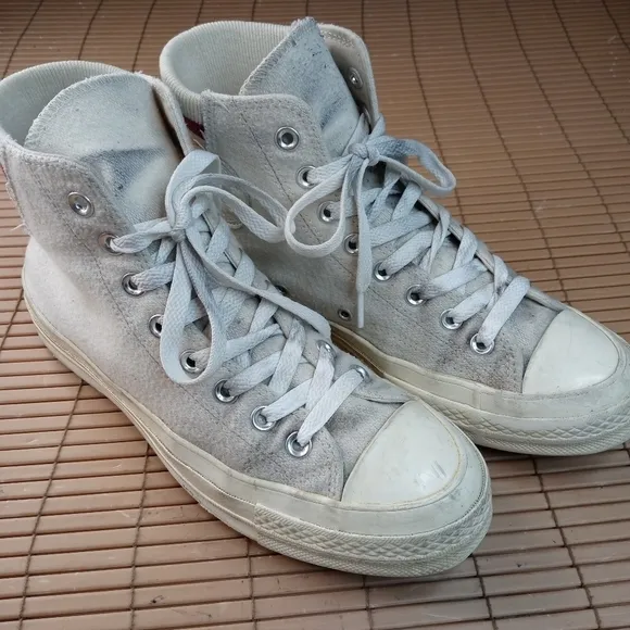 Rare Converse All Star Chuck Taylor White Wool High Top Sneakers Men's S…