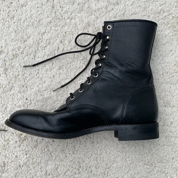 Rare Justin Lace up Roper 8E wide black