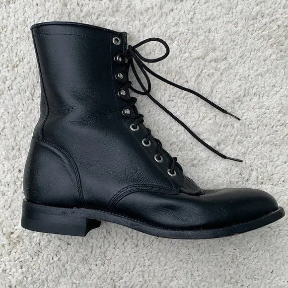 Rare Justin Lace up Roper 8E wide black