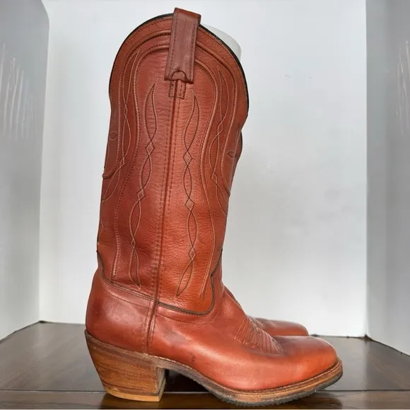 RARE Vintage 70’s Dingo Acme Western Square Toe Leather Boots 8.5 D Made in USA