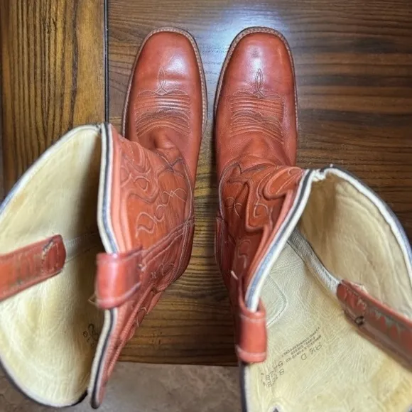RARE Vintage 70’s Dingo Acme Western Square Toe Leather Boots 8.5 D Made in USA