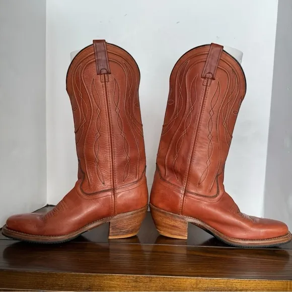RARE Vintage 70’s Dingo Acme Western Square Toe Leather Boots 8.5 D Made in USA