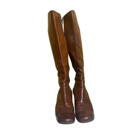 Rare Vintage Edouard Jerrald &quot;Jerry&quot; Brown Leather boots 70's