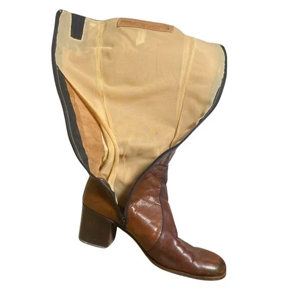 Rare Vintage Edouard Jerrald &quot;Jerry&quot; Brown Leather boots 70's