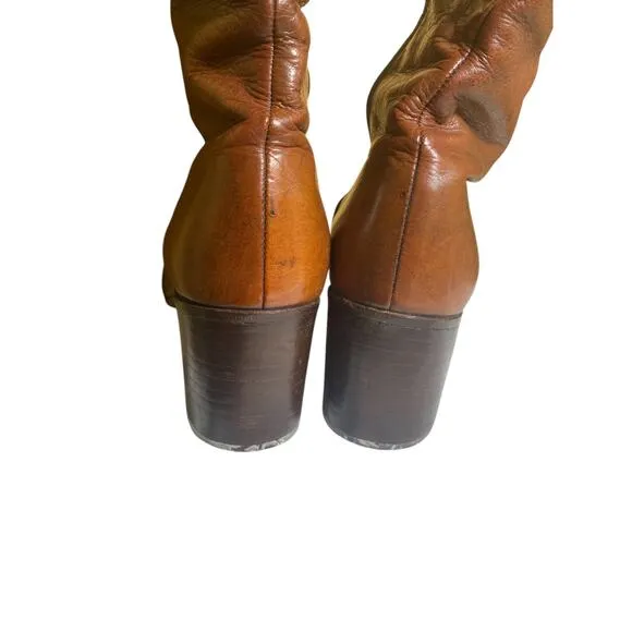 Rare Vintage Edouard Jerrald &quot;Jerry&quot; Brown Leather boots 70's