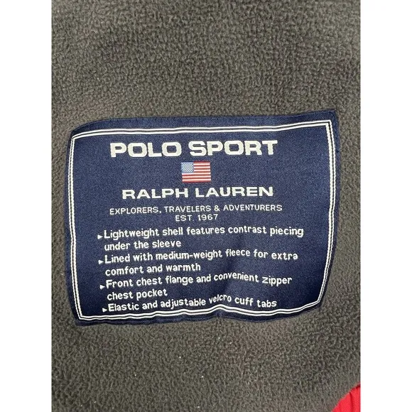 Rare VTG POLO SPORT Ralph Lauren Spell Out Full Zip Fleece Lined Jacket 90s XL