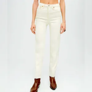 RE / DONE COMFORT STRETCH HIGH RISE STOVE PIPE, 26 Women’s, Vintage White, NWT