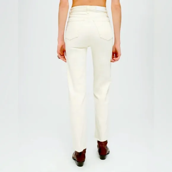 RE / DONE COMFORT STRETCH HIGH RISE STOVE PIPE, 26 Women’s, Vintage White, NWT