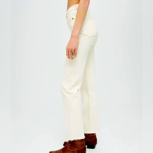 RE / DONE COMFORT STRETCH HIGH RISE STOVE PIPE, 26 Women’s, Vintage White, NWT