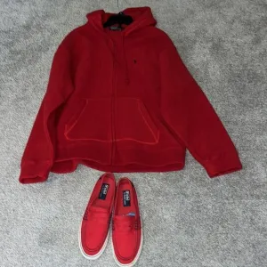 Red Polo by Ralph Lauren soft full zipper Fleece Hooded Hoodie sweatshirt shoes