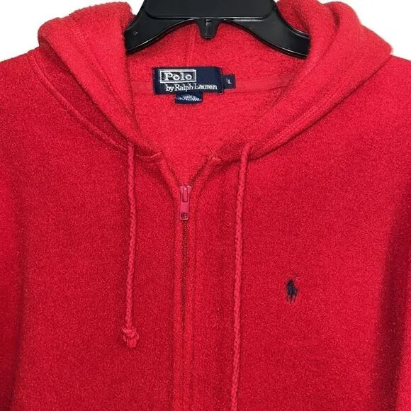 Red Polo by Ralph Lauren soft full zipper Fleece Hooded Hoodie sweatshirt shoes