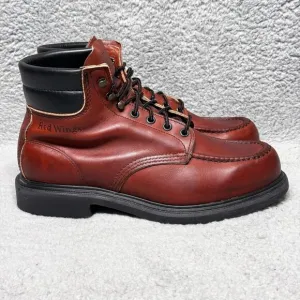Red Wing 204 Mens Size 8.5 Wide Ankle Work Boots Leather Moc Toe Vintage