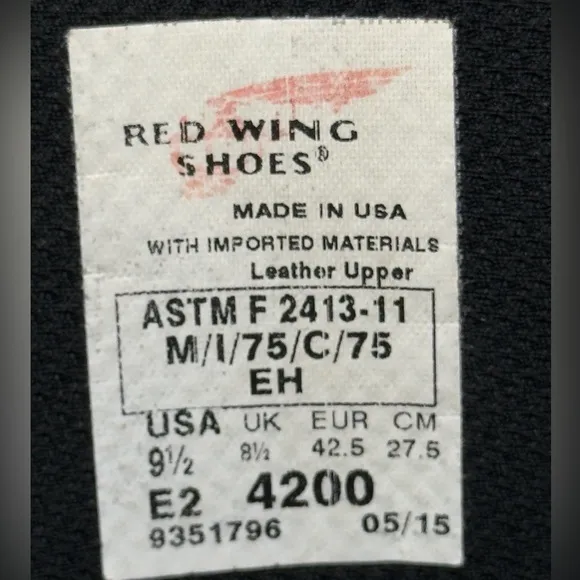 Red Wing 4200 8&quot; Dynaforce Steel Toe Lace Up Work Boots 9.5 WIDE