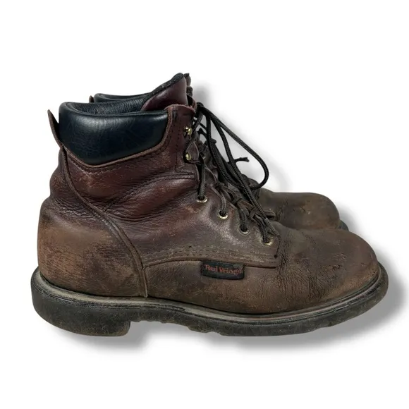 Red Wing 606 Leather Work Boots Brown Lace Up USA Outdoor Supersole 2.0 Sz 10