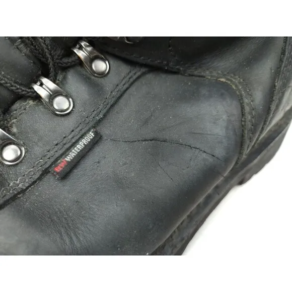 Red Wing 971 Truwelt Vibram 6&quot; Boots Black Leather Steel Toe Men's 11.5 EE