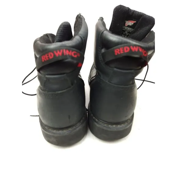 Red Wing 971 Truwelt Vibram 6&quot; Boots Black Leather Steel Toe Men's 11.5 EE