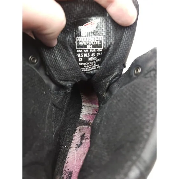 Red Wing 971 Truwelt Vibram 6&quot; Boots Black Leather Steel Toe Men's 11.5 EE