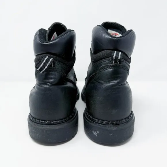 Red Wing Black Leather Steel Toe Safety Boots Men's Size 9.5 Lace Up Made in USA
