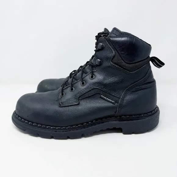 Red Wing Black Leather Steel Toe Safety Boots Men's Size 9.5 Lace Up Made in USA