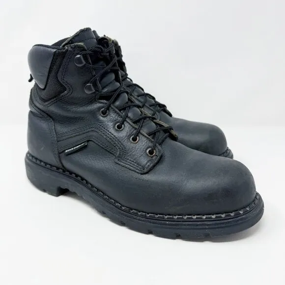 Red Wing Black Leather Steel Toe Safety Boots Men's Size 9.5 Lace Up Made in USA