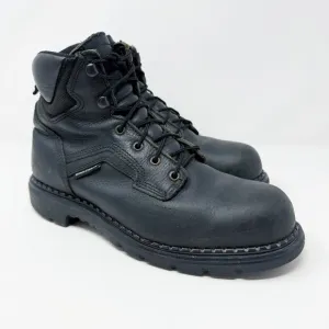 Red Wing Black Leather Steel Toe Safety Boots Men's Size 9.5 Lace Up Made in USA