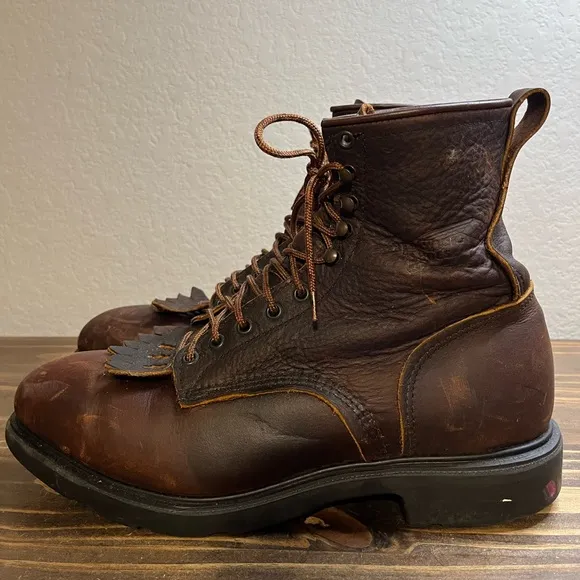 Red Wing Boots ANSI Z41 PT91 Steel Toe Brown Leather Men’s Sz 12D Made In USA