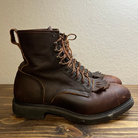 Red Wing Boots ANSI Z41 PT91 Steel Toe Brown Leather Men’s Sz 12D Made In USA