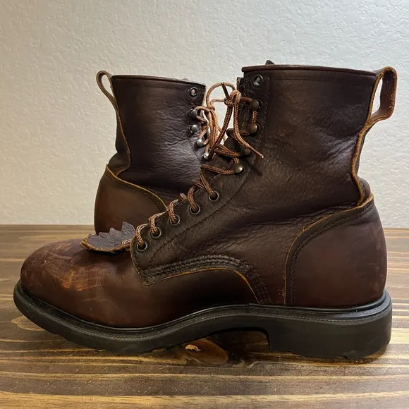Red Wing Boots ANSI Z41 PT91 Steel Toe Brown Leather Men’s Sz 12D Made In USA