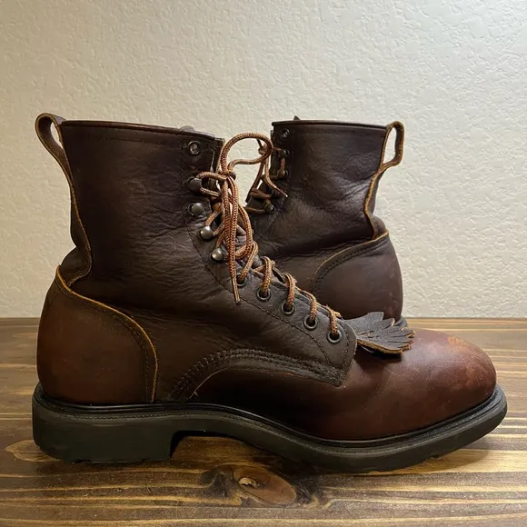 Red Wing Boots ANSI Z41 PT91 Steel Toe Brown Leather Men’s Sz 12D Made In USA