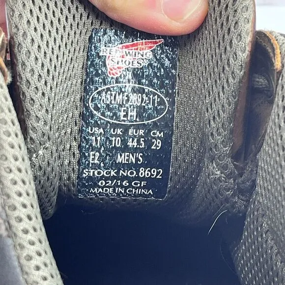 Red Wing Brown‎ Leather Steel Safety Toe Rubber Sole Lace Up Ankle Boots Sz 11