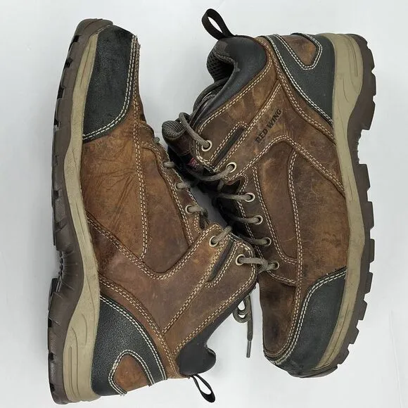 Red Wing Brown‎ Leather Steel Safety Toe Rubber Sole Lace Up Ankle Boots Sz 11