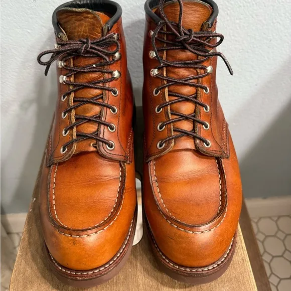 Red Wing Brown Leather Work Boots Moc-Toe Durable