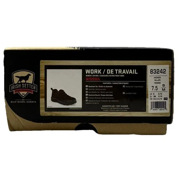 Red Wing Irish Setter‎ Nisswa Women's 7.5 Aluminum Safety Toe Black Shoe Boot