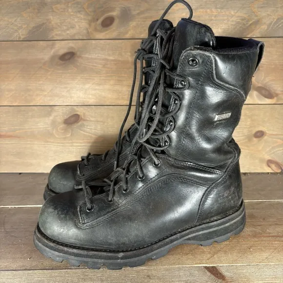 red wing mens size 8.5 shoes black leather waterproof inslulated tall work boots