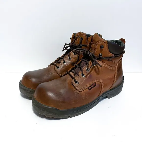 Red Wing Shoes Brown Leather Lace Up Steel Toe Boots