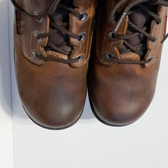 Red Wing Shoes Brown Leather Lace Up Steel Toe Boots