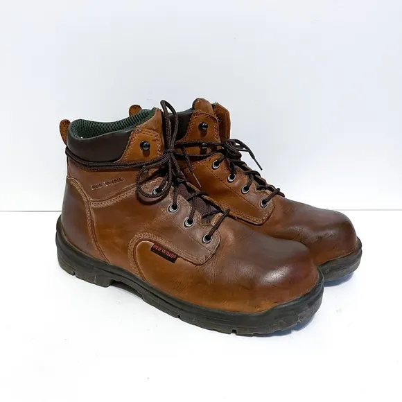 Red Wing Shoes Brown Leather Lace Up Steel Toe Boots