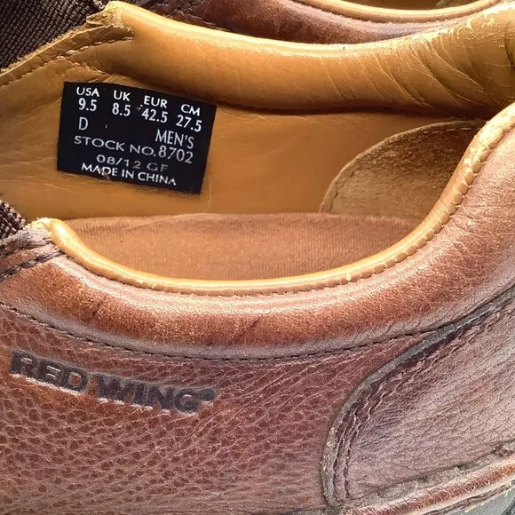 RED WING SHOES SD 9.5 8702 Aluminum Toe Slip-On Leather Work Safety Shoe Loafer