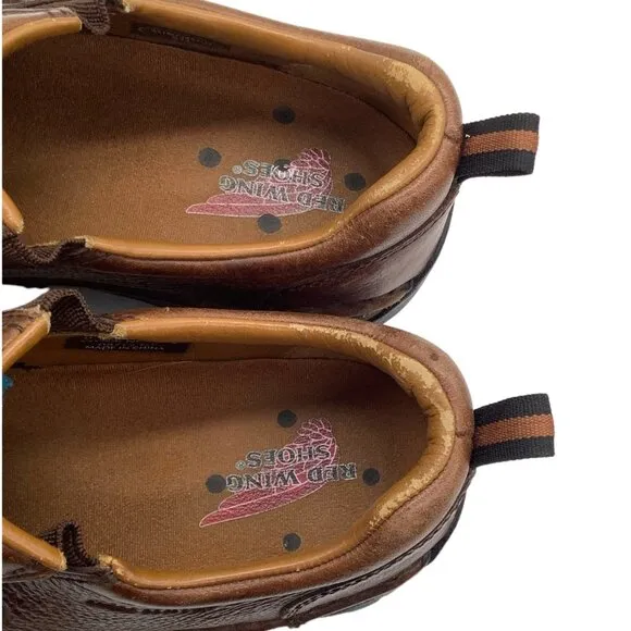 RED WING SHOES SD 9.5 8702 Aluminum Toe Slip-On Leather Work Safety Shoe Loafer