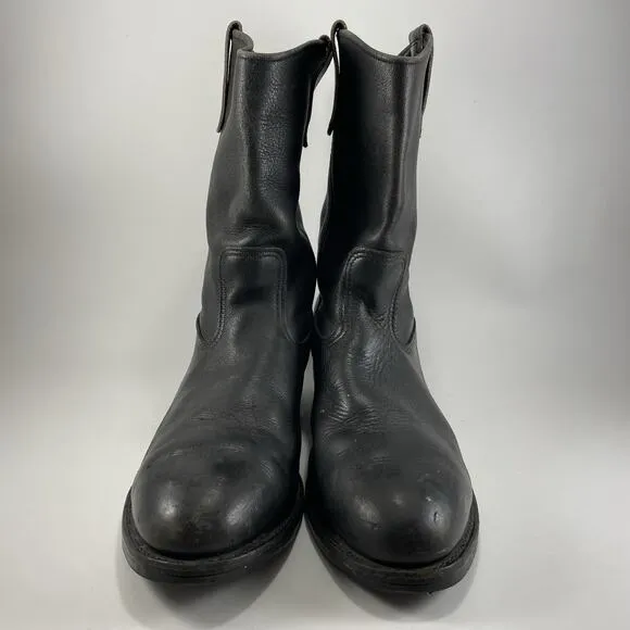 Red Wing Steel Toe Pull On Western Work Boots Mens Size 10.5 D Black Leather