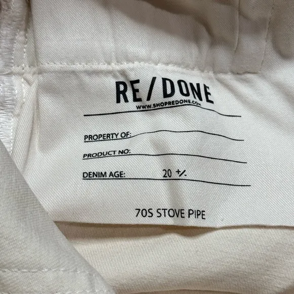 RE/DONE 70s Stove Pipe Comfort Stretch High Rise Jeans size 26