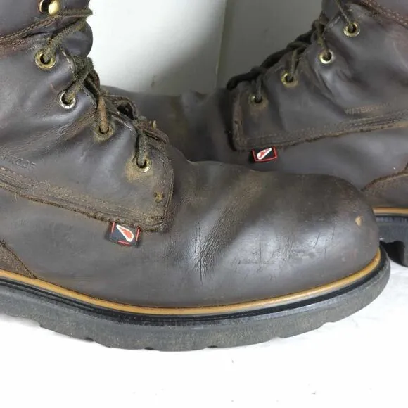 RED WING Men's Dynaforce 8&quot; US12 Brown Leather Waterproof Steel-Toe Work Boots
