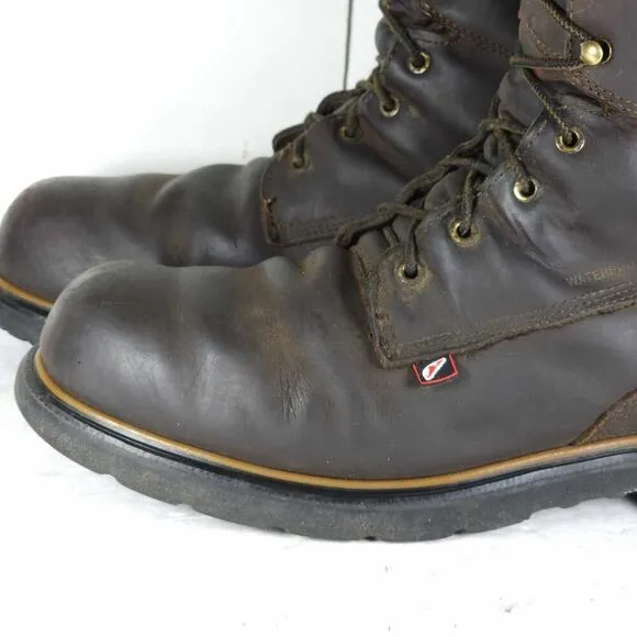RED WING Men's Dynaforce 8&quot; US12 Brown Leather Waterproof Steel-Toe Work Boots