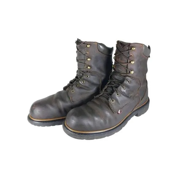 RED WING Men's Dynaforce 8&quot; US12 Brown Leather Waterproof Steel-Toe Work Boots