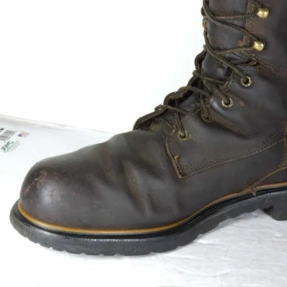 RED WING Men's Dynaforce 8&quot; US12 Brown Leather Waterproof Steel-Toe Work Boots