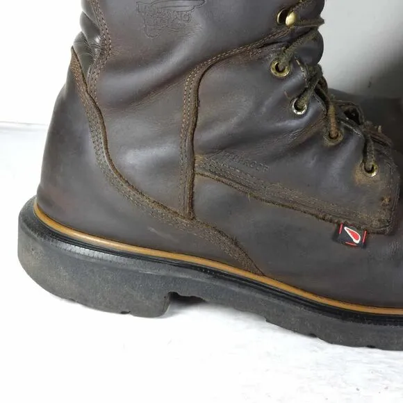 RED WING Men's Dynaforce 8&quot; US12 Brown Leather Waterproof Steel-Toe Work Boots